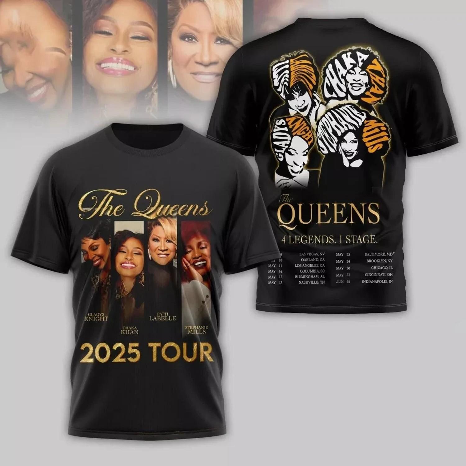 The Queens 4 Legends 1 Stage 2026 Tour 3D T-Shirt Gift Full Size M
