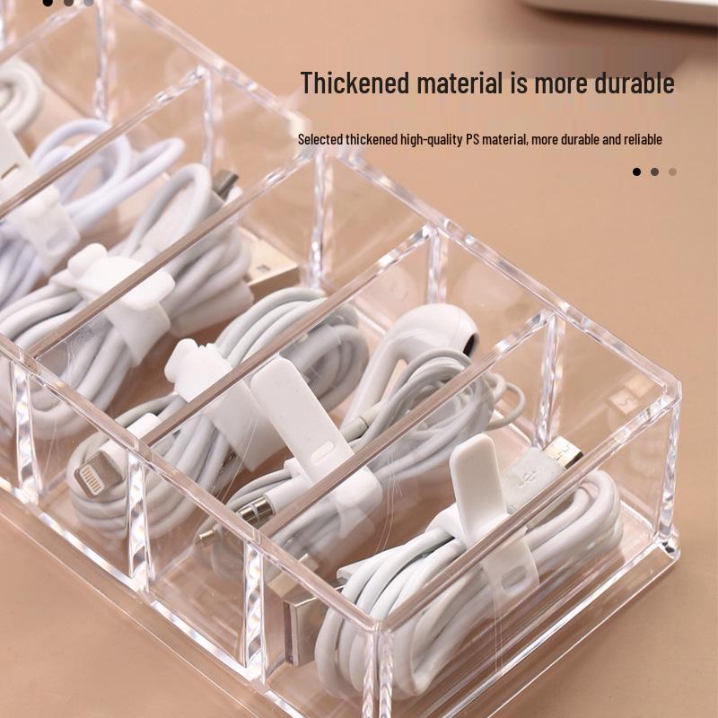 Transparent Multi-Grid Desktop Cable Organizer and Winder