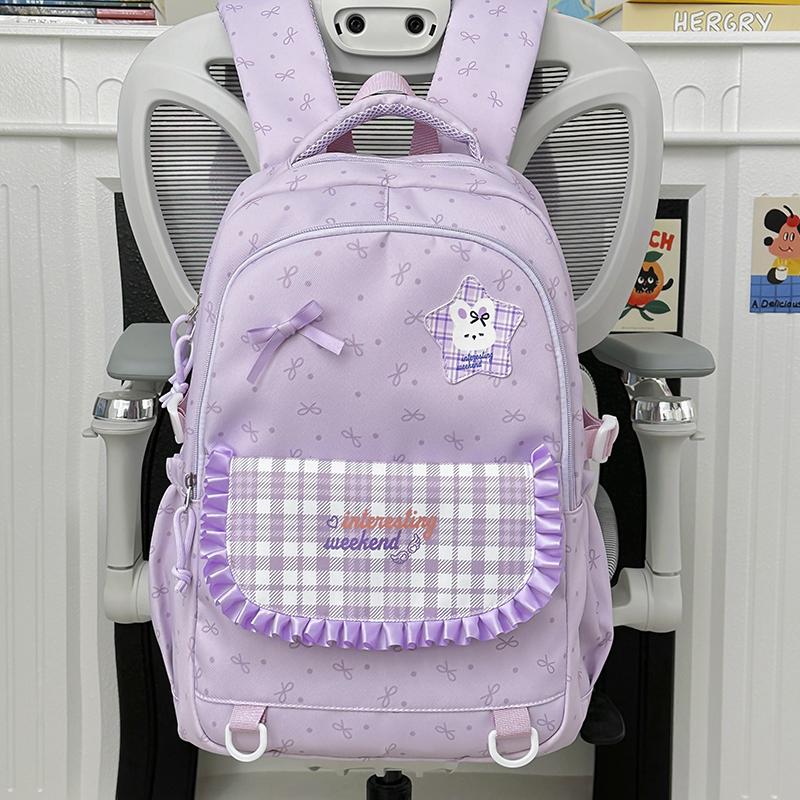 Junior School Schoolbag Women's Check Large Capacity Backpack