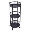 Carrito de Servicio Metálico Giratorio de 3 Niveles Multifuncional Plegable Redondo de Almacenamiento Carrito para Cocina