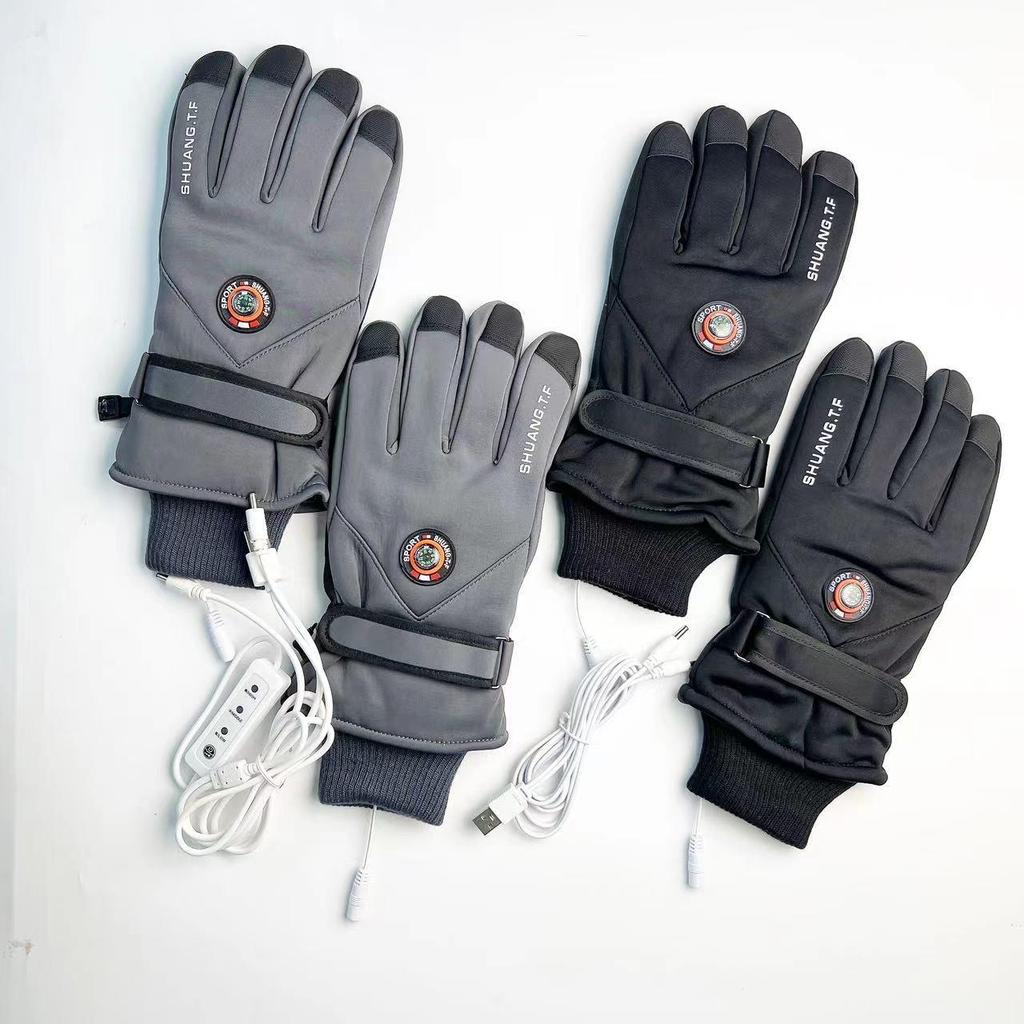 Luvas de Esqui com Touchscreen Aquecidas por USB para Esportes de Inverno e Ciclismo ao Ar Livre