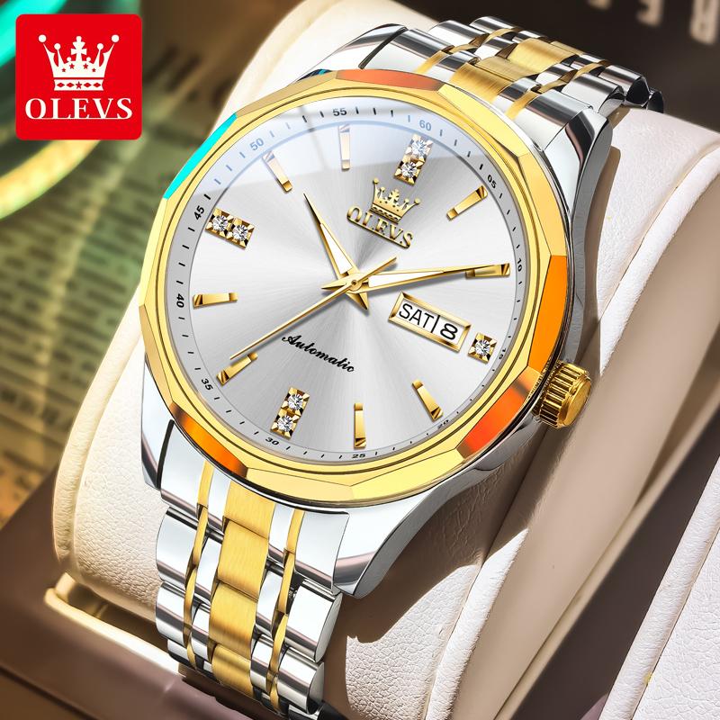 OLEVS Original Automatic Watches for Man High-end Luxury Sapphire Crystal Mirror Import Mechanical Movement Men's Business Watch