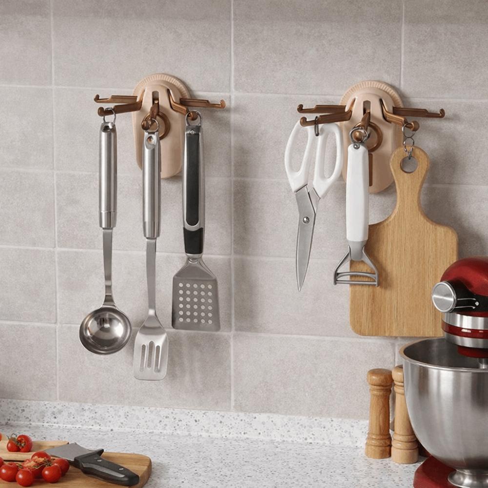 Wall Mounted 5 Claws Telescopic Hook Plastic Kitchen Utensil Hook Creative Wall Hooks  for Kitchen