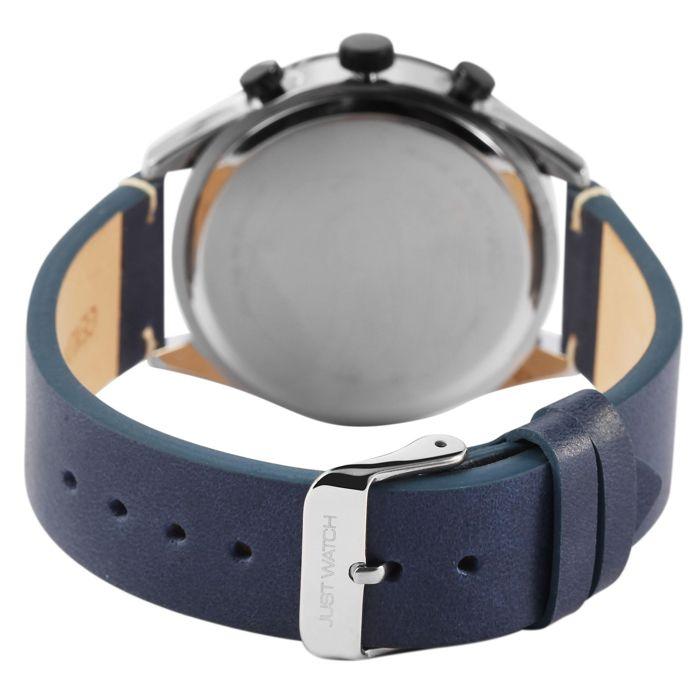 Montre bracelet homme - Theodor - Cadran bleu - Bracelet cuir bleu - Boîtier 41 mm