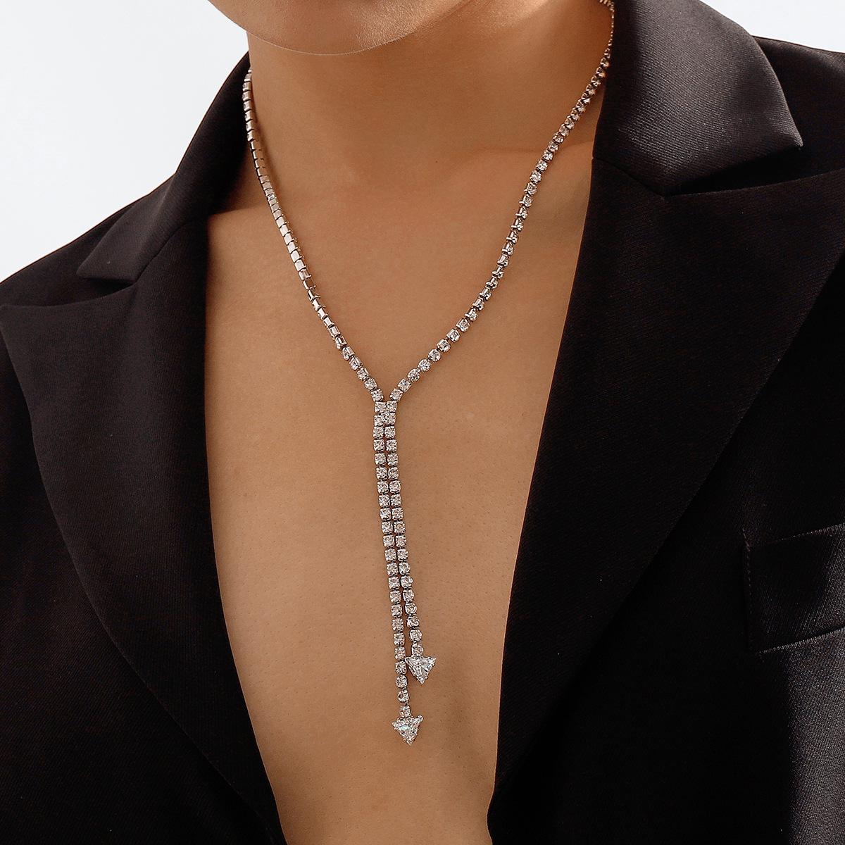 Elegant Rhinestone Tassel Choker Necklace for Women - European & American Style