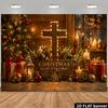 1Pcs Wooden Cross Christmas Tree Candles Decoration Background Religious Backdrop Decorations For Photo Studio Booth Party