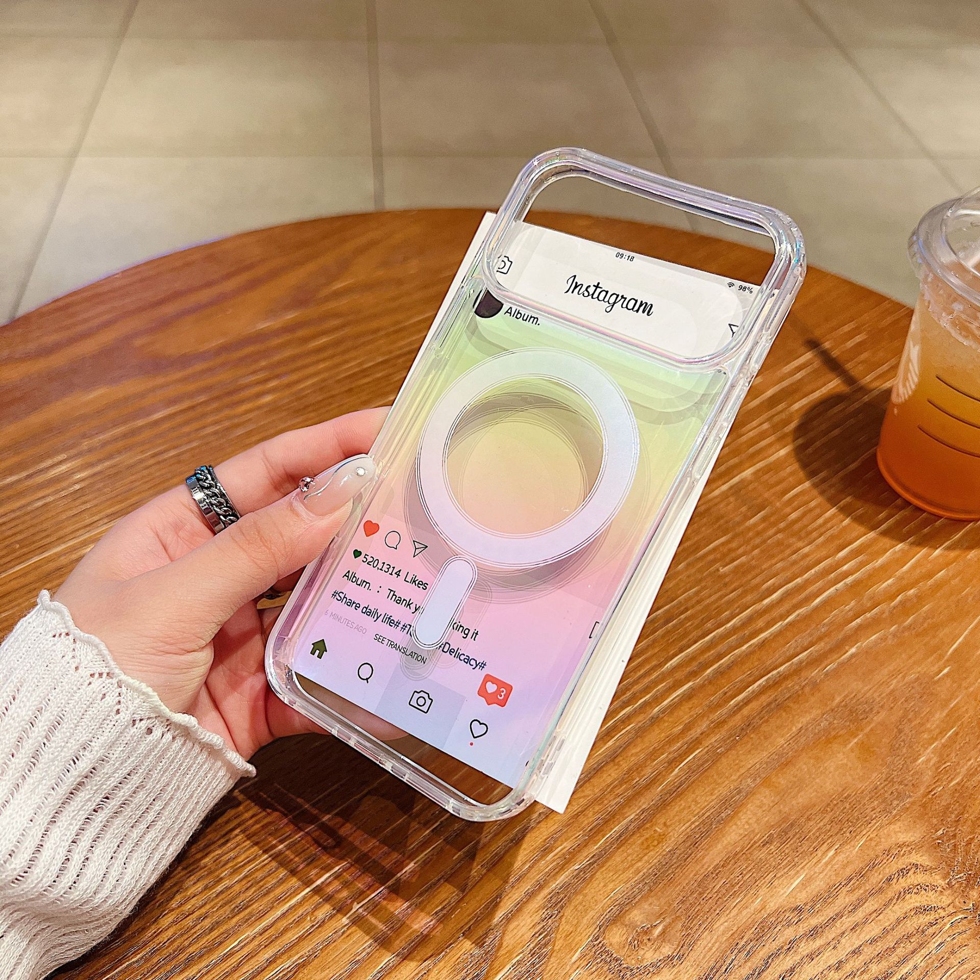 

Applicable To IPhone17 Color Plated Magnetic Phone Case New Apple 16 Gradient Laser 15 Anti Fall Rainbow Protection Case iPhone17