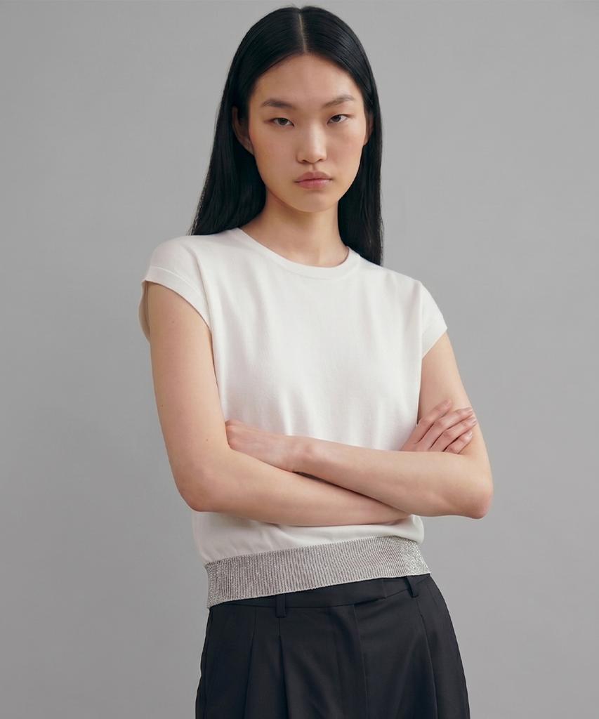 KIMDOH Arlo Ribbed Round Cap Top Ivory