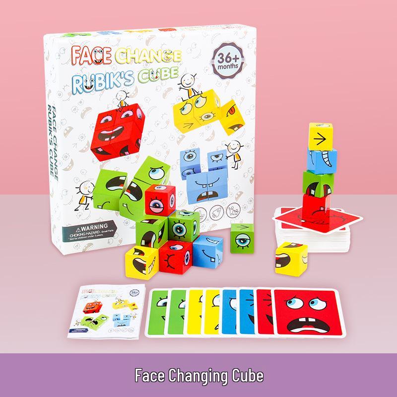 Smiley Face Magic Cube: Educational Building Blocks & Interactive Parent-Child Tabletop Game