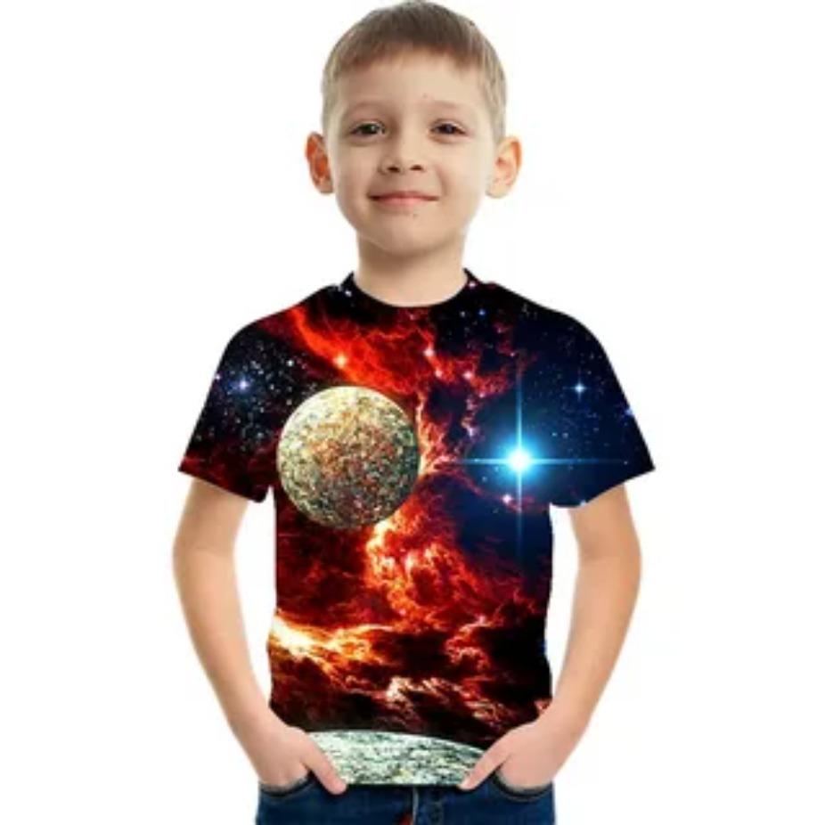 

Животные Детские футболки Топы с круглым вырезом Полиэстер Повседневная Спортивная одежда Удобные футболки С коротким рукавом Футболка с 3D-принтом 170