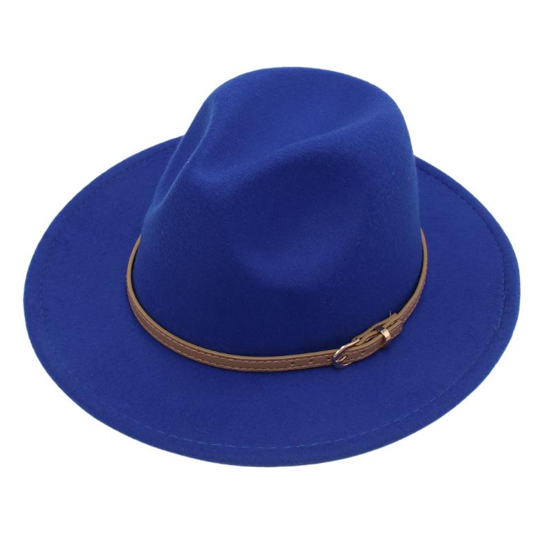 Fedora Spring And Summer Small Belt Felt Hat Percussion Performance Jazz Hat Woolen Top Hat Big Eaves Hat