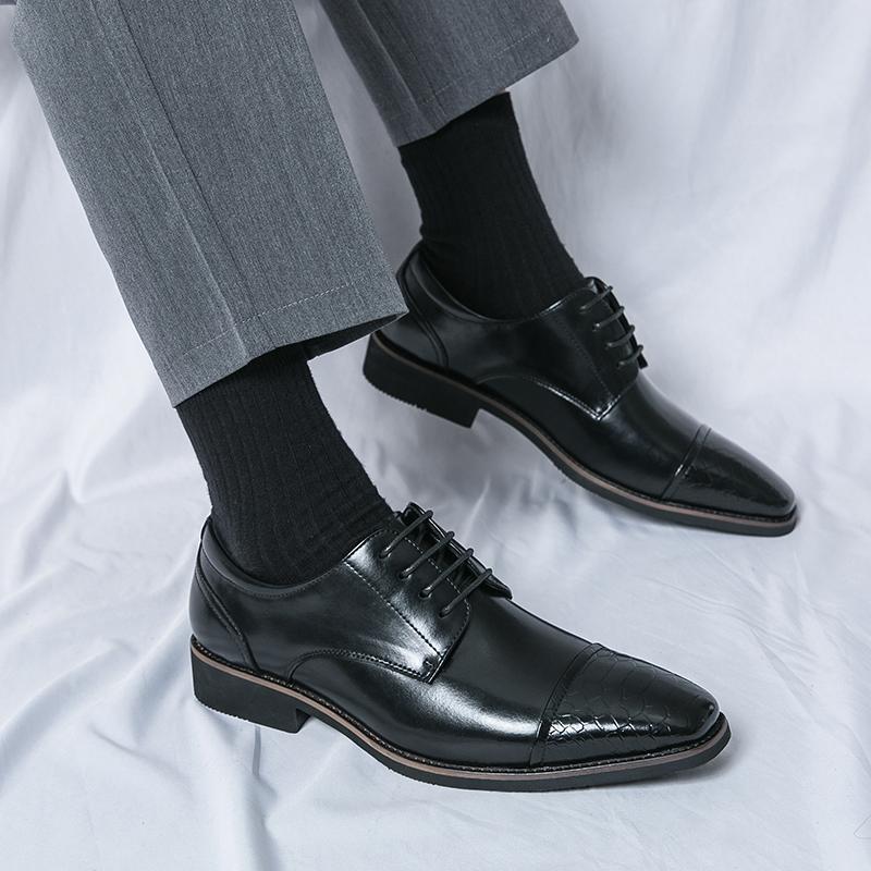 Fashion Classic Business Shoes Men's Brogue Leather Shoes Formal Point-toe Shoes Fashion British Style Shoes Evening Black Dress Shoes