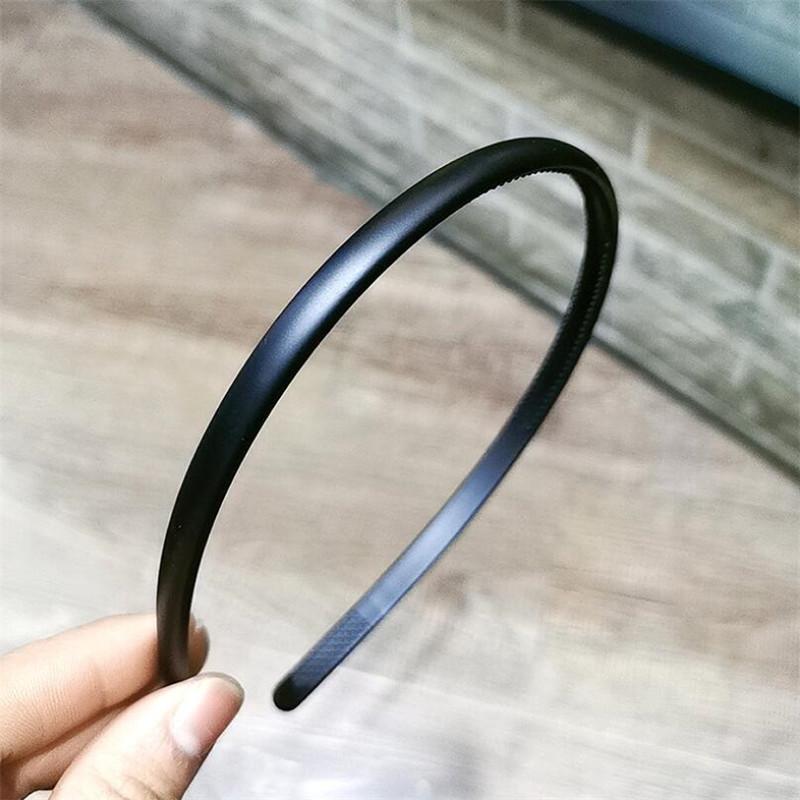Women Classic Black Brown Plastic Headbands Thin Plain Matt Bright Color Hairbands Non-slip Hair Hoop For Daily Wear
