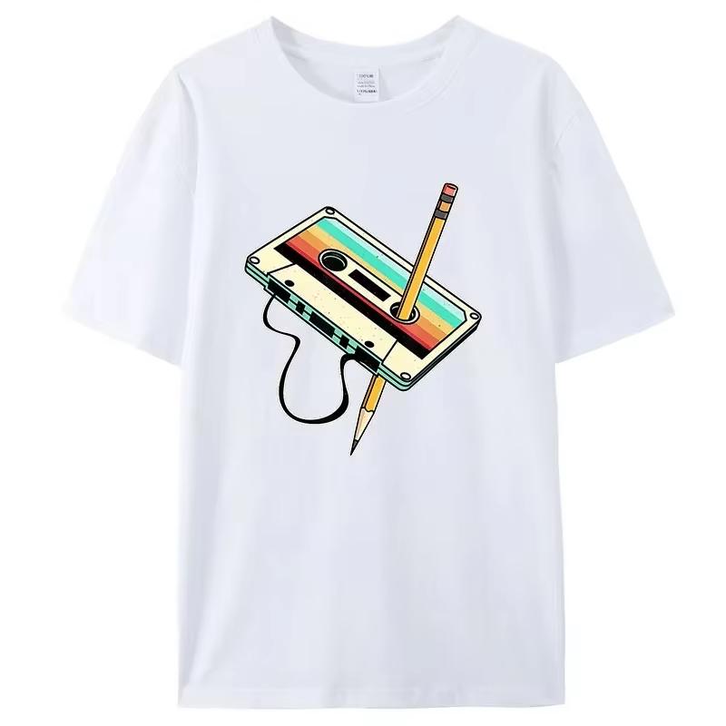 Men Women Short Sleeve Pencil 1980s Retro Vintage Throwback Music T-Shirt Summer Casual Sports Top Clothing T Shirt Camisetas