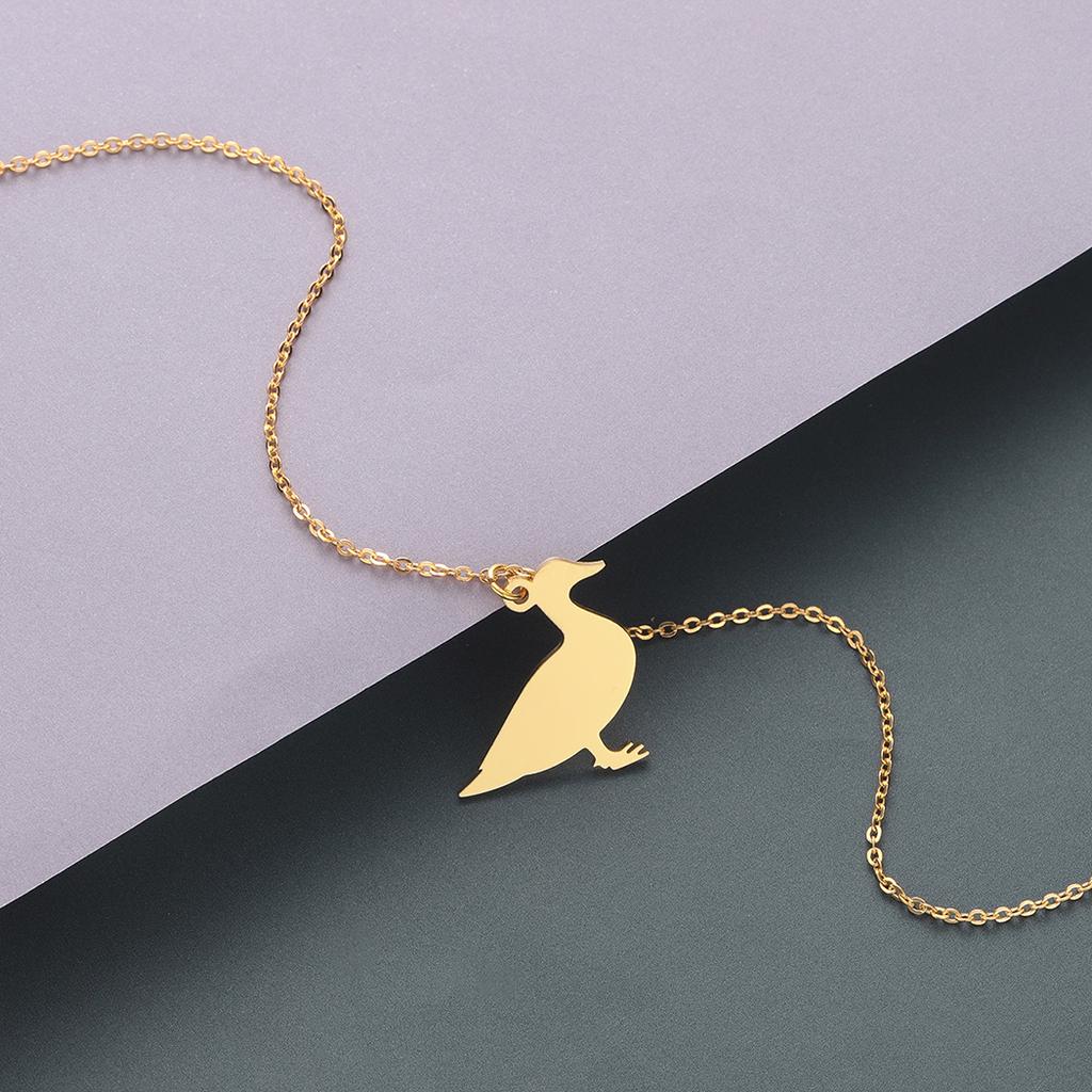 Kinitial Stainless Steel Duck Charm Necklaces Animal Jewelry Cute Bird Pendant Necklace For Women Girl Birthday Gift Wholesale