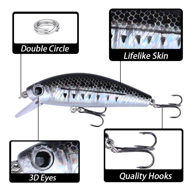 Pięciokolorowa Długo Rzucana Tonąca Przynęta Minnow 7.5CM/11g z Grzechotką do Łowienia Okonia i Jazi