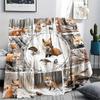 Fox Print Flannel Blanket, High quality Comfortable for All Seasons, Home Decor, Warmth and Comfort, Perfect for Christmas Gifts