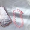 Clear Phone Lanyard Short Style Wrist Strap Love Heart Handmade Beads Bracelet Pendant Lanyard Wide Wrist Strap AntiLoss Lanyard