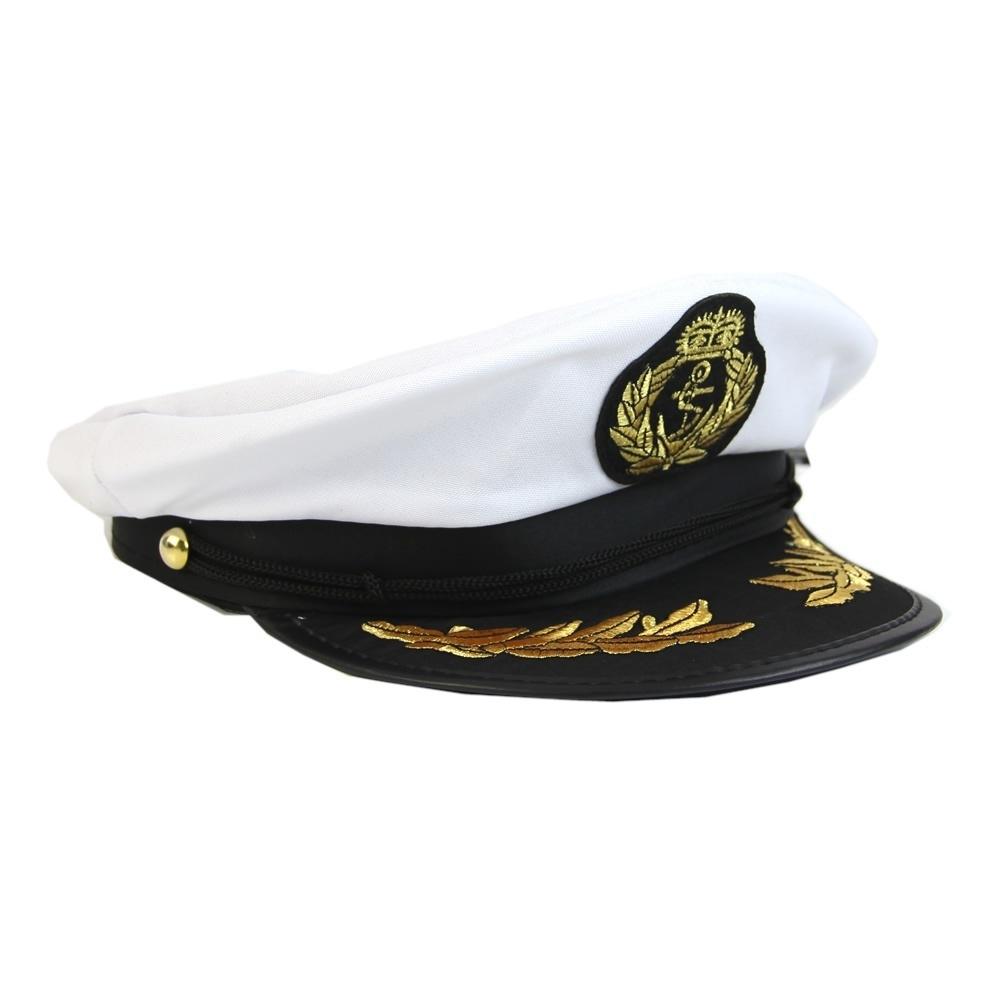 Costume Bianco Adulti Yacht Barca Capitano Cappello Marina Berretto Sailor Costume Cappello di raso