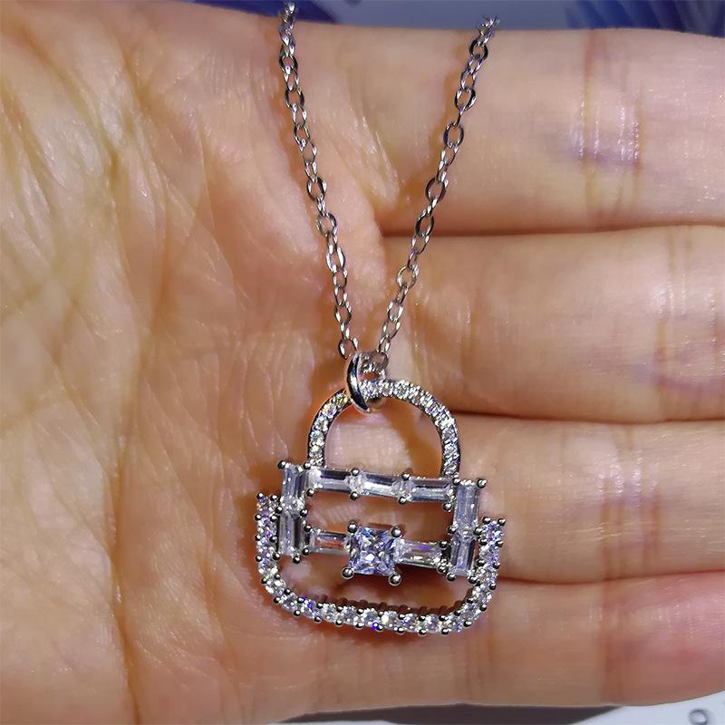 Handbag Light Luxury Niche Design Ins Earrings Cool Style Simple Diamond Necklace Pendant