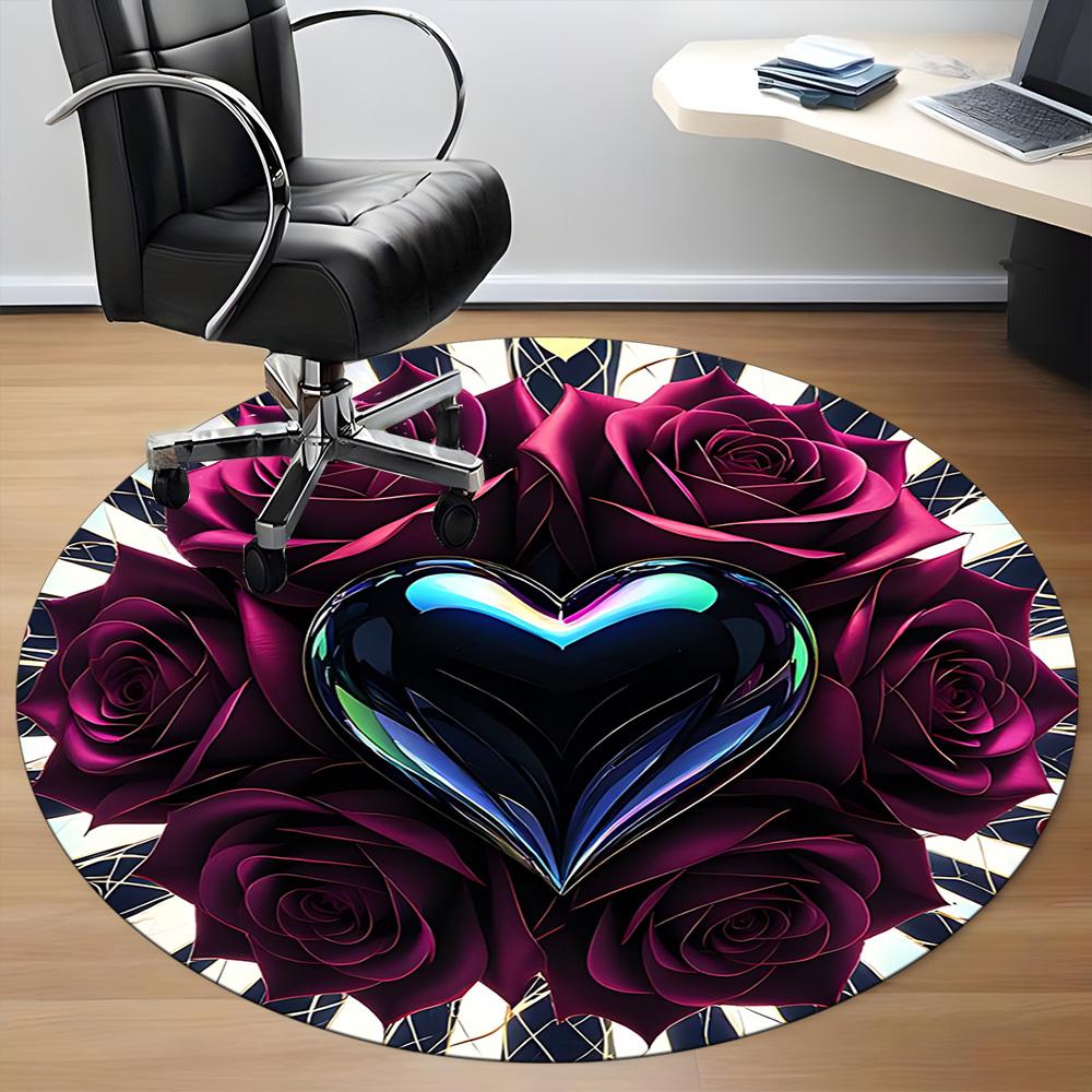 1pc Heart Roses Carpet for Office, Non-slip, Soft and Durable Office Rug, Perfect for Office Yy260128095