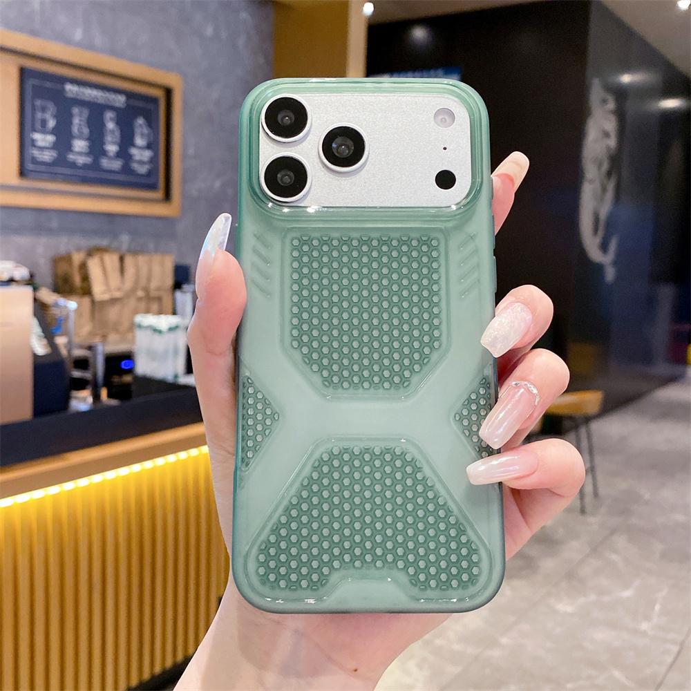 Simple Matte Candy Cooling Mesh Heat Dissipation Phone Case For Apple iPhone 17 16 15 14 13 12 Pro Max 11 XR Breathable Cover