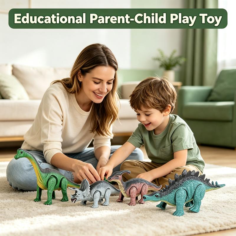Wind-Up Automatic Walking Mechanical Dinosaur Toy Set,Realistic Dino Figures Educational Playset,Birthday Christmas Gift for Kid