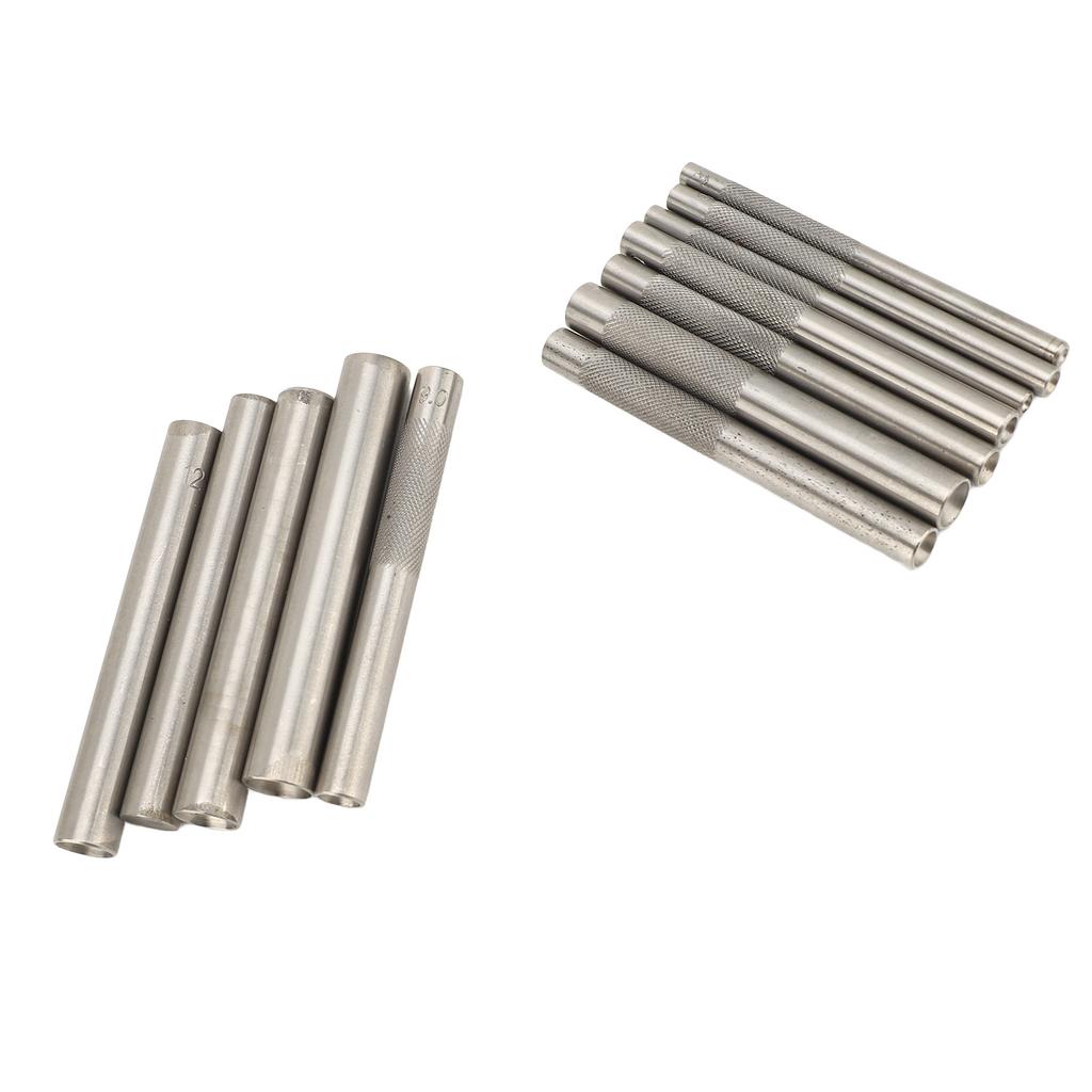 12Pcs Rivet Setter Tool Kit Stainless Steel Metal Leather Craftool 3mm‑15mm Width 98mm Length