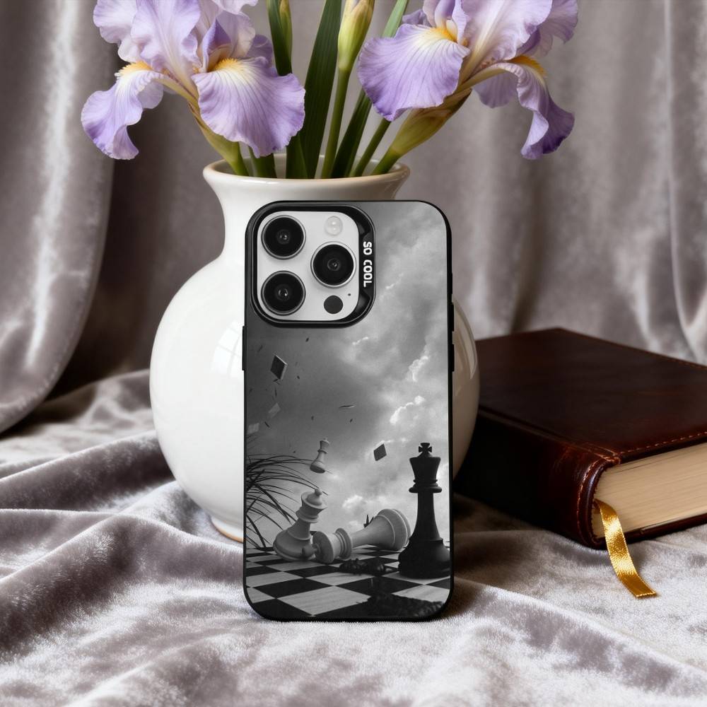 

Cool C-Chess A-Art Phone Case For iPhone17,16,15,14,13,12,11 Plus,Pro Max Black Candy silver phone case iPhone14ProMax