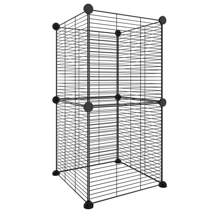 3114034 vidaXL Cage animaux de compagnie à 8 panneaux Noir 35x35 cm Acier