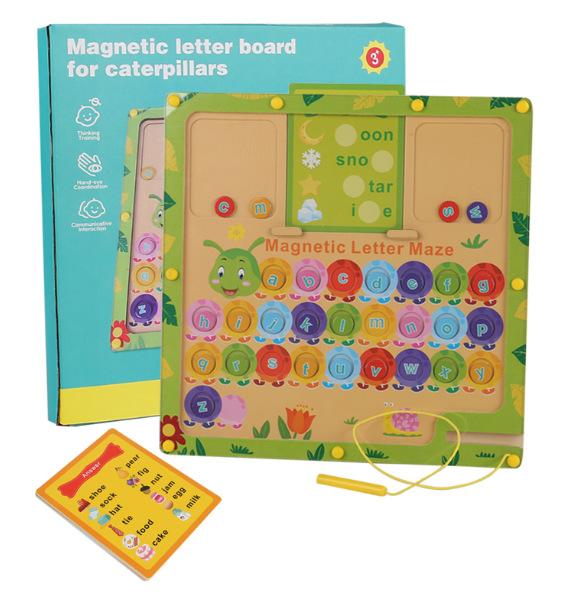 Montessori 2-in-1 Magnetic Number Letter Learning Puzzle Board Bead Maze Toy Children Drawing Board Toys Education Puzzle Games