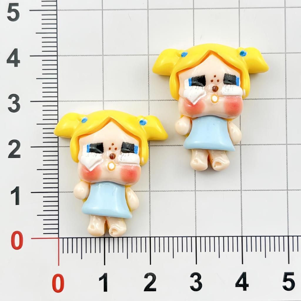 Crying Cartoon Girl Resin Accessories: Handmade Hair Clip, Shoe Buckle, Fridge Magnet, Cup Sticker, Phone Case Decor