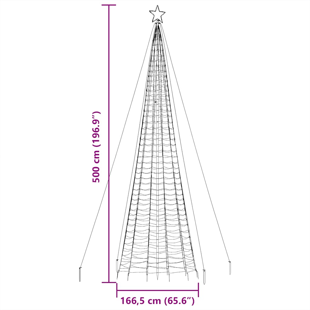 LED Christmas Tree with Ground Spikes 1534 Warm White LEDs 500 cm