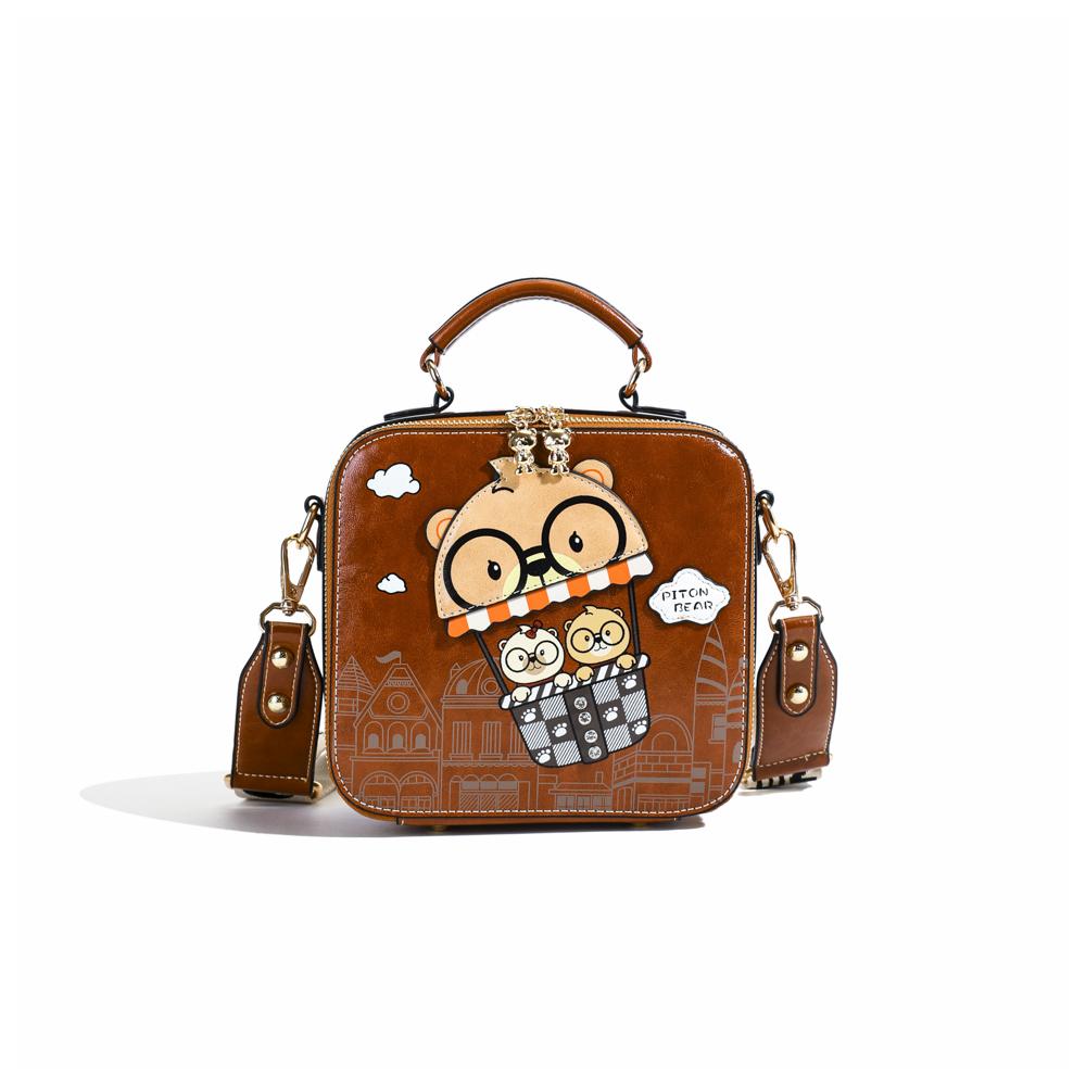 Sac Bandoulière Mignon avec Imprimé d'Ours pour Femmes Style Décontracté Bandoulière Réglable Fermeture Éclair Doublure en Polyester Design Ludique avec Personnage de Dessin Animé