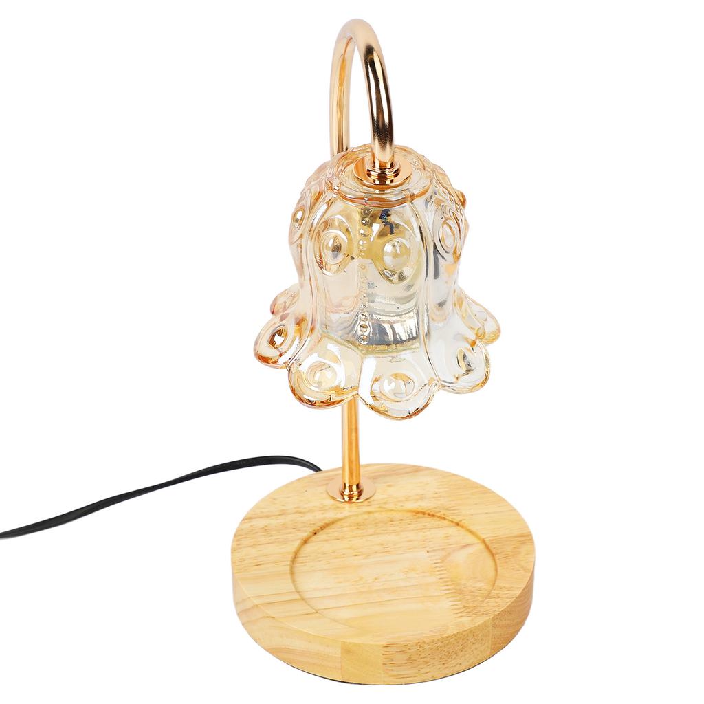 Candle Lamp Dimmable Timing Wooden Base Glass Lampshade Anti Slip Metal Pole Candle Warmer with