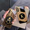 Luxurious emblem letters For Samsung A 01 52S A04 A05S A10 A12 13 22 23 24 36 42 M02 Note 10 20Ultra 8 9 Golden glass phone case