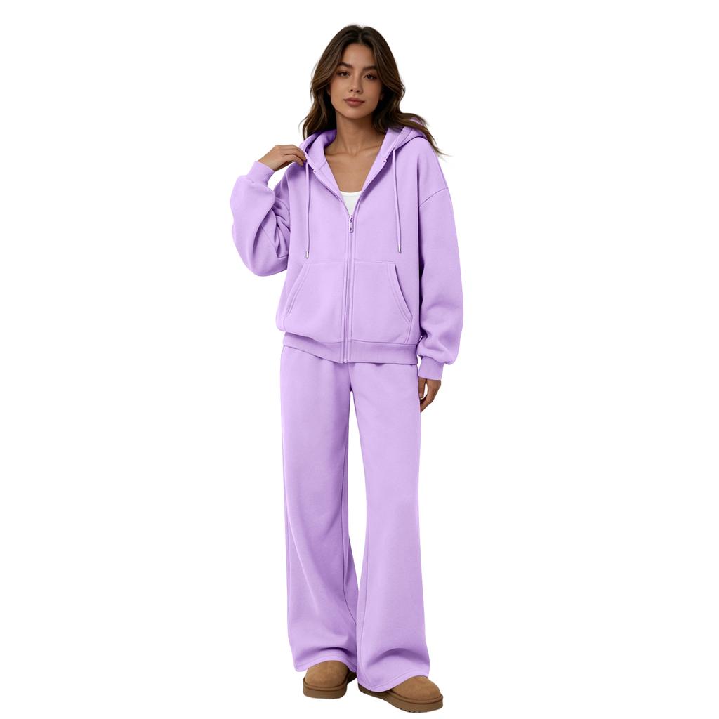 Women's Two Piece Sweatshirt Set with Wide Leg Pants Casual Track Suit for and Wear