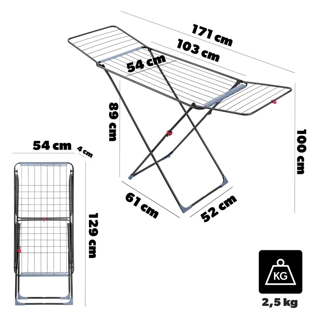 KADAX Clothes Airer Standing Stable 18m For Clothes Folding For Lingerie Large
