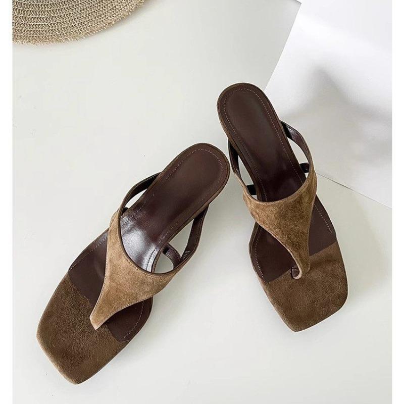 Fashion Retro Temperament Minimalist Toe-in Stiletto Sandals for Women Outside Flip-On Slippers Versatile High-Heeled Sandals
