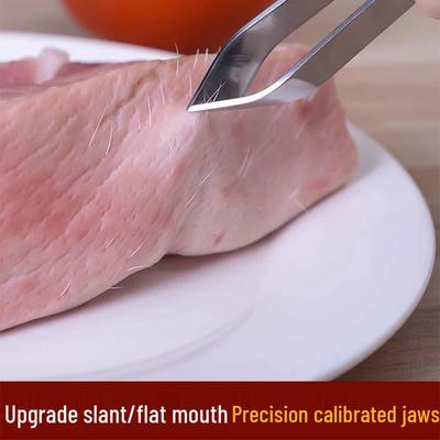 Pinça de Aço Inoxidável com Cerdas de Porco e Espinha de Peixe - Ferramenta Multifuncional para Remover Penugem na Cozinha