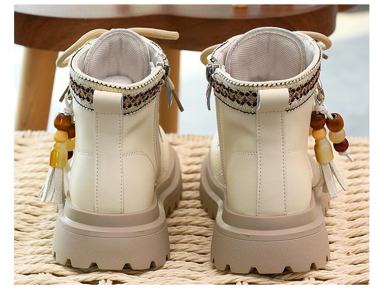Kids' Genuine Leather Boots - 2025 New Autumn/Winter Velvet Lined Soft Sole Martin Boots for Girls and Boys