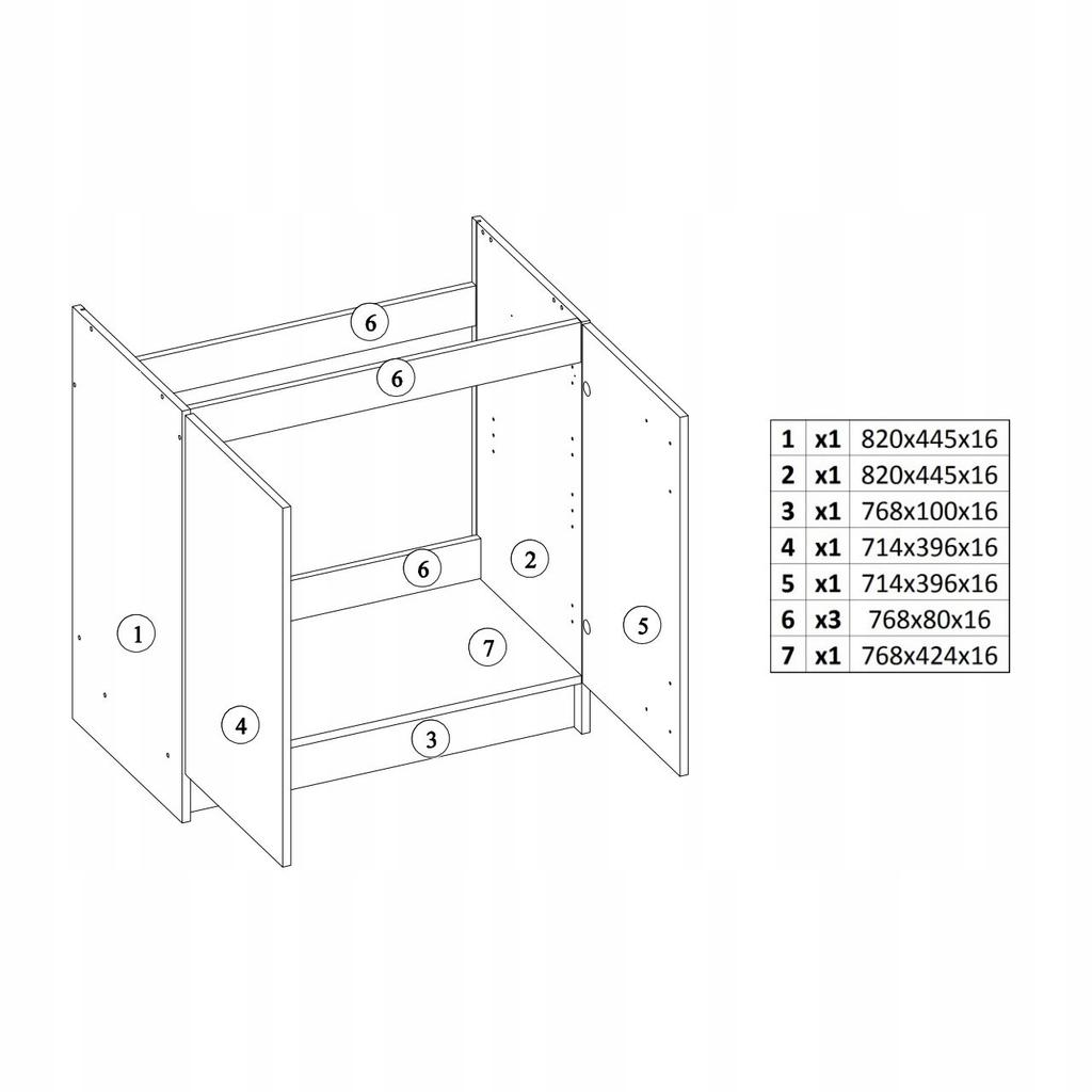 Kitchen Cabinet for Sink, 80x50, Freestanding
