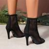 Stiletto Heel Cutout Fish Mouth Cold Boots Women's Open Toe Lace-up Breathable  Booties Party Wedding Dance Shoes