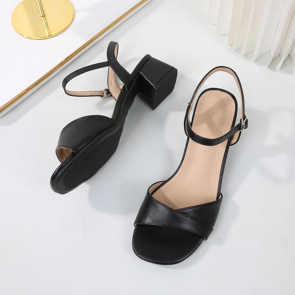 Women's Platform Heel Sandals Thick Sole Buckle Strap Summer Shoes Plus Size 44 Open Toe Casual Dressy Footwear