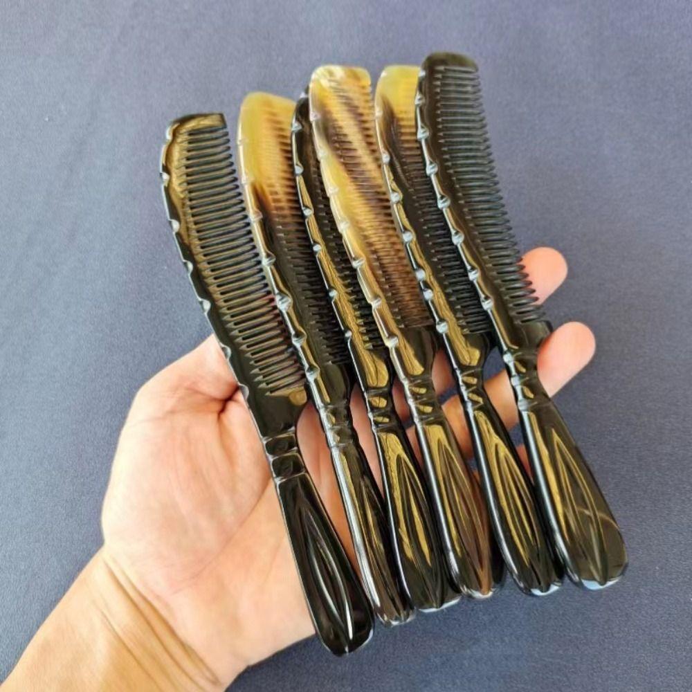 Natural Narrow Edge Horn Comb Smooth Fine Teeth Hair Comb Portable Scalp Massage Brush Women