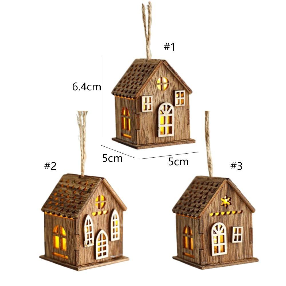 Mini Glowing House Ornament Natural Xmas Tree Hanging Decoration  Festive Holiday Decorations