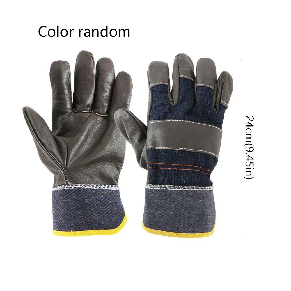 1 Pair Labor Protection Leather  Work Gloves Thickened Welder Gloves  Driving  Farm Garden Welding
