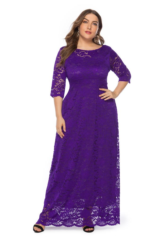 Large Size Women's New Lace Pocket Evening Dress Bridesmaid Dress