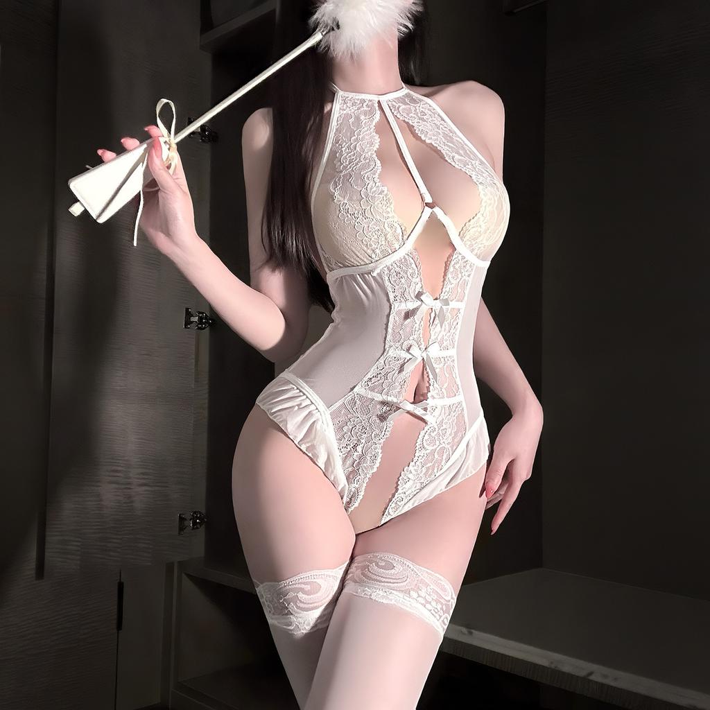 Sexy lingerie lace perspective open crotch onesie passion hot sexy uniform seduction pure lust