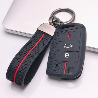 Key Fob Cover for VW Golf Tiguan Passat Polo Octavia A7 Mk7 Mk2 B8 with Keychain Anti-Scratch Surface Shockproof Structure Soft Grip Texture